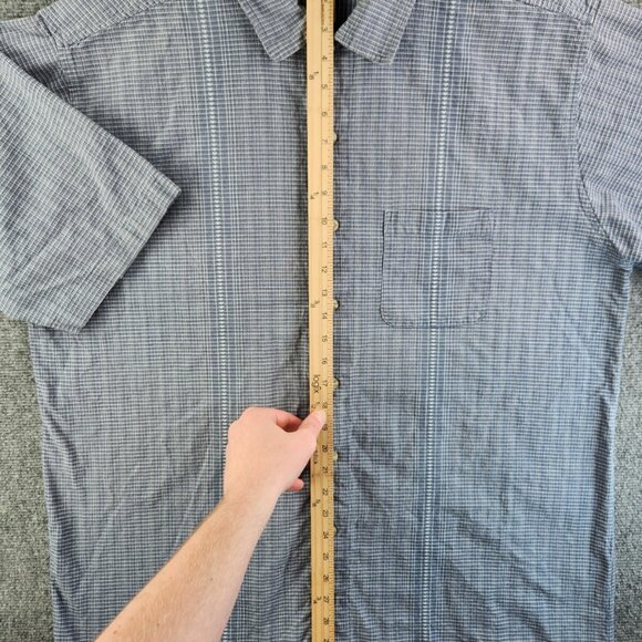 Northcrest Men XLT Tall Blue Check Short Sleeve Button Up Shirt Cotton Woven - Picture 3 of 14